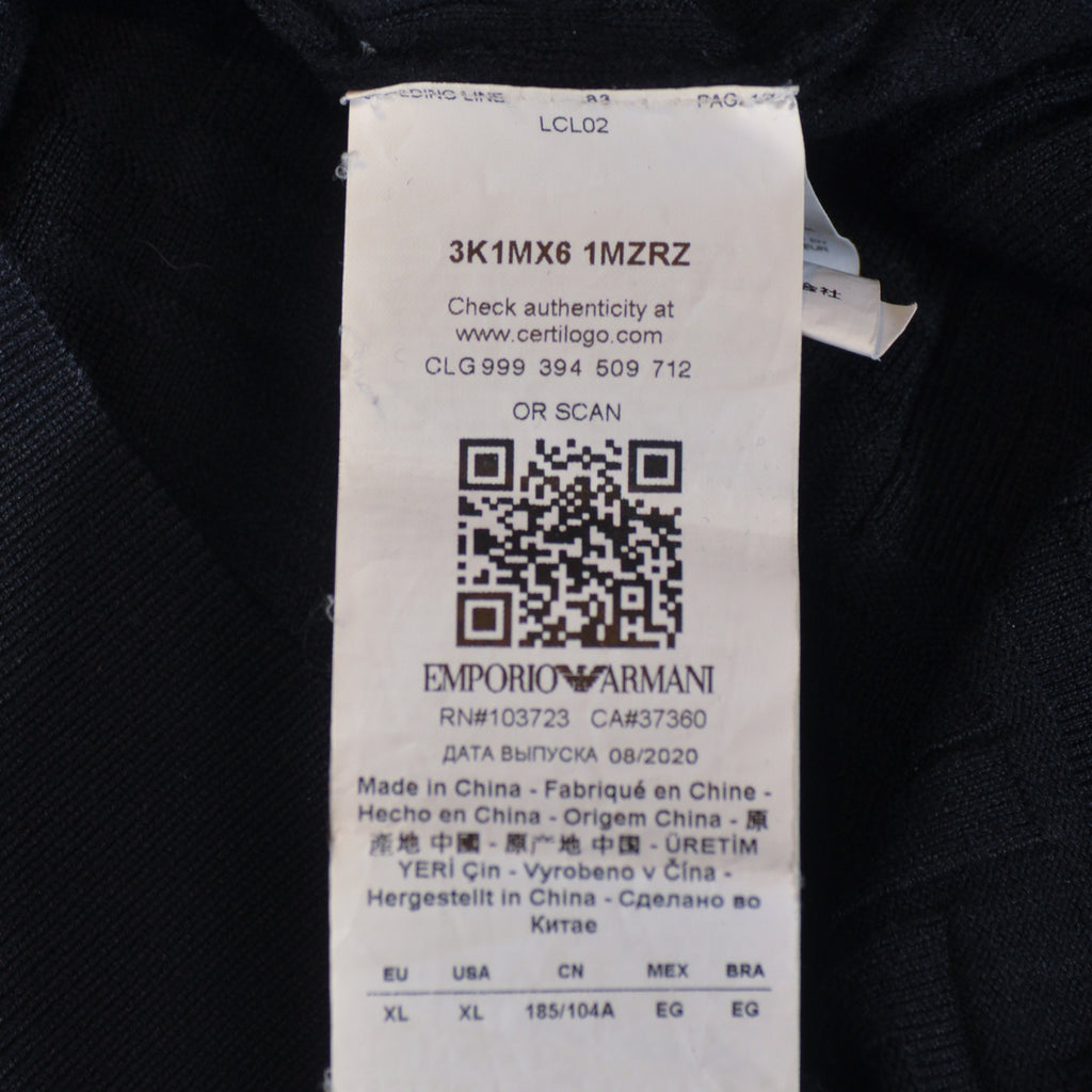 Emporio Armani Black Letter Jacquard Crew Neck Sweater