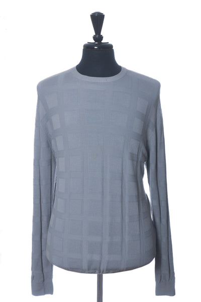 Emporio Armani Grey Square Jacquard Crew Neck Sweater