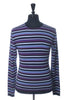 Etro Purple Striped Cotton Crew Neck Sweater