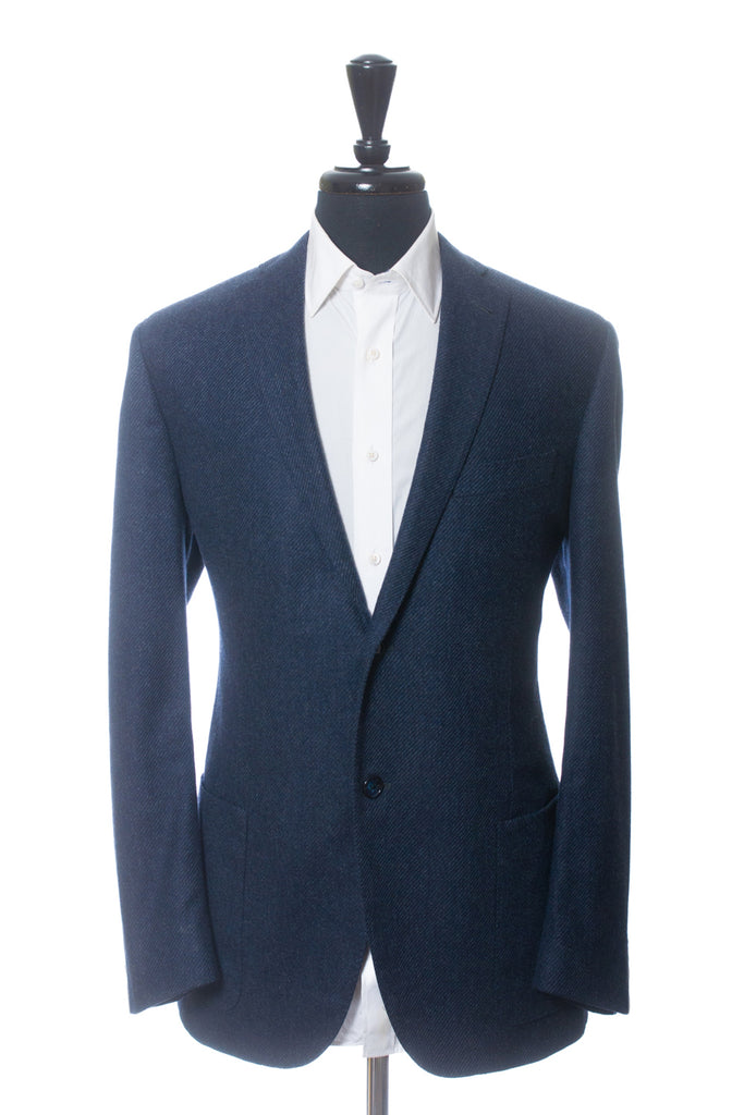 Corneliani Dark Blue Cashmere Blend Twill Gate Blazer