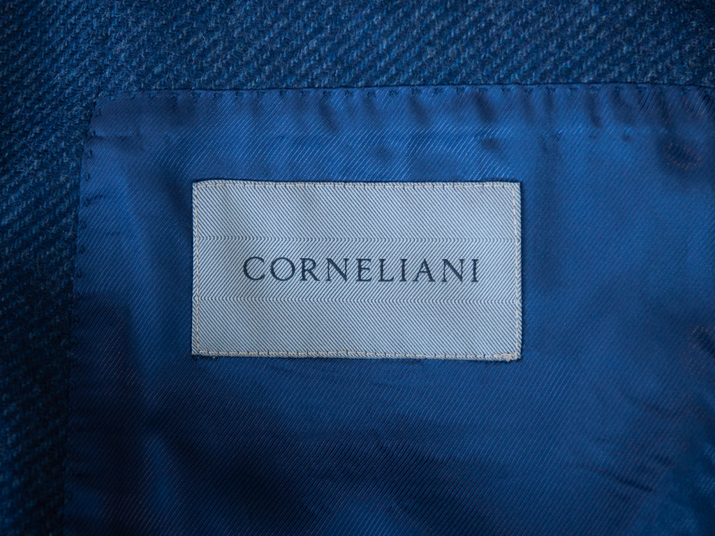 Corneliani Dark Blue Cashmere Blend Twill Gate Blazer
