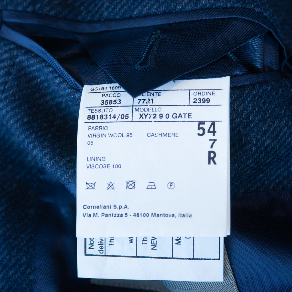 Corneliani Dark Blue Cashmere Blend Twill Gate Blazer