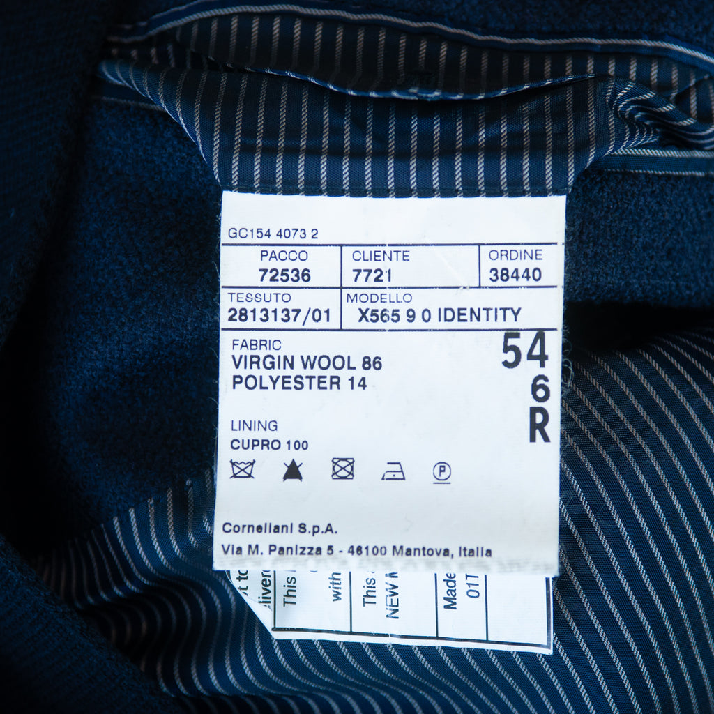 Corneliani Navy Blue Textured Herringbone Identity Blazer