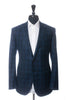 Corneliani Navy Blue Check Silk Linen Cashmere Academy Blazer