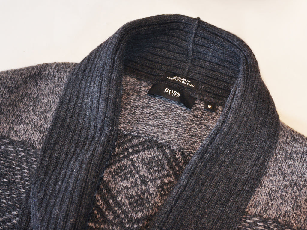 Hugo Boss Grey Patterned Ernestino Cardigan