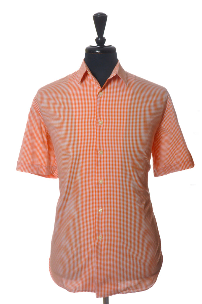 Paul Smith Orange Gingham Check Short Sleeve Shirt