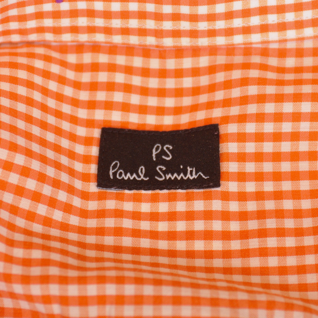 Paul Smith Orange Gingham Check Short Sleeve Shirt