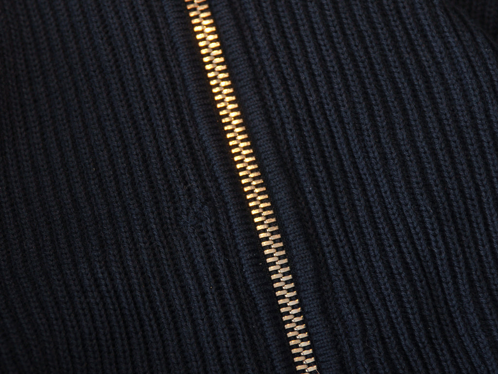 Theory Navy Blue Ribbed Cotton Full Zip Cardigan