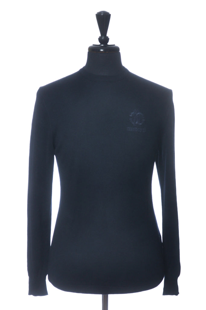 Roberto Cavalli Navy Blue Crew Neck Sweater