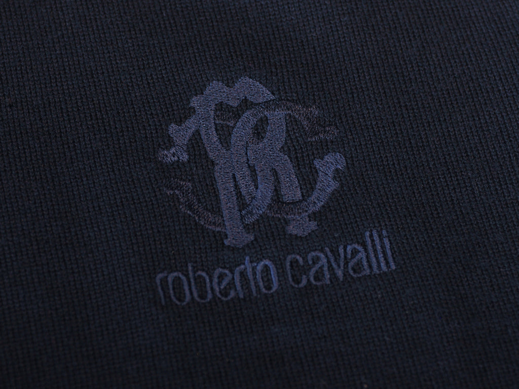 Roberto Cavalli Navy Blue Crew Neck Sweater