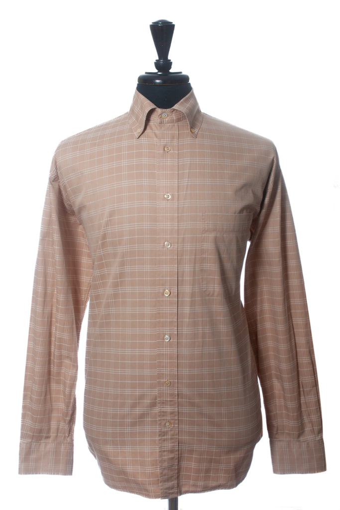 Burberry Brown Check Button Down Classic Fit Shirt