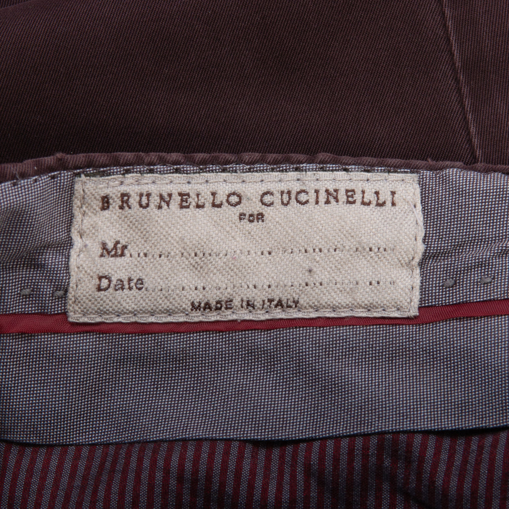 Brunello Cucinelli Merlot Washed Cotton Chinos