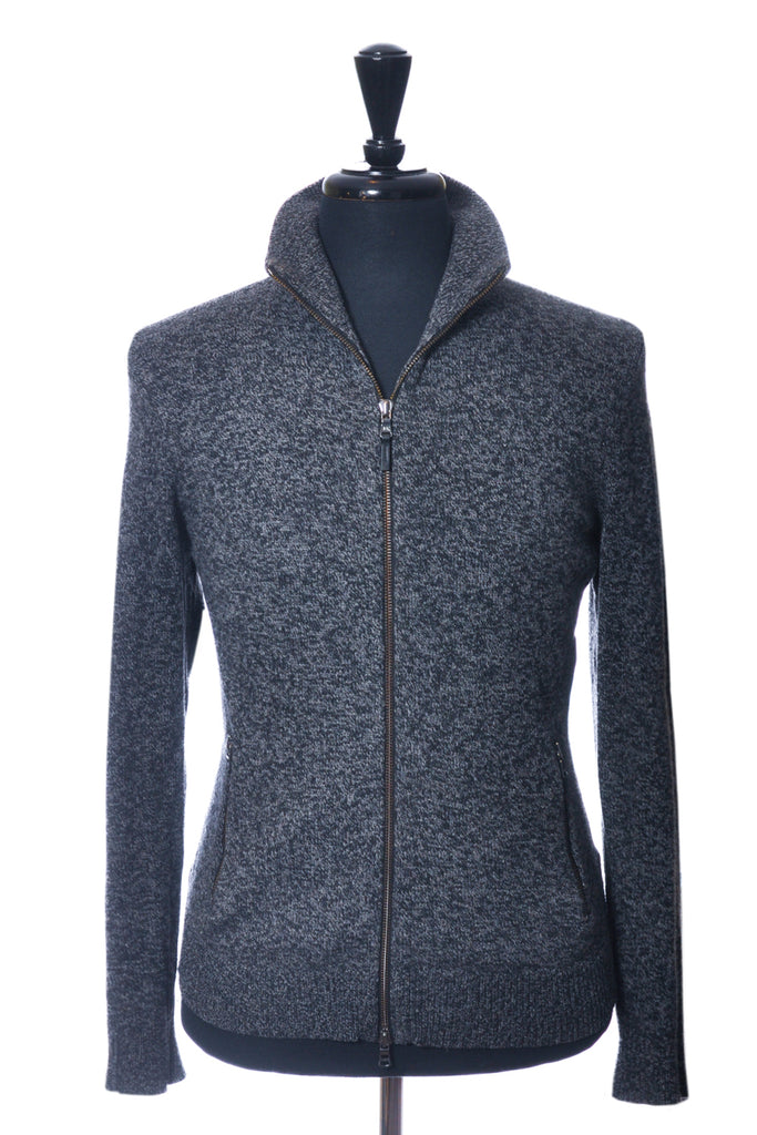 Michael Kors Marled Grey Cashmere Blend Full Zip Cardigan Sweater