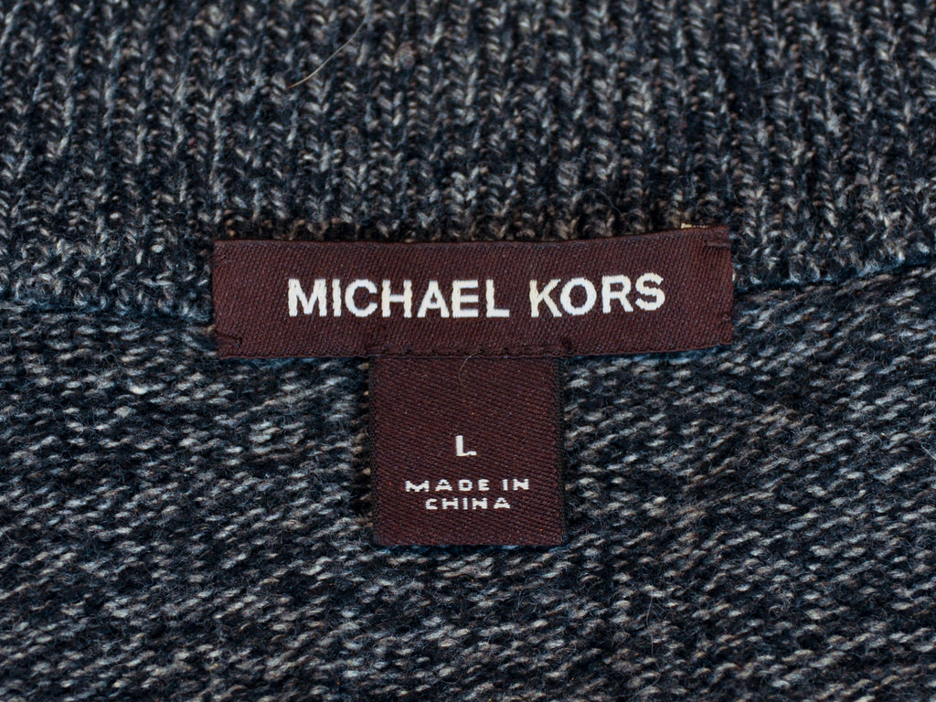 Michael Kors Marled Grey Cashmere Blend Full Zip Cardigan Sweater