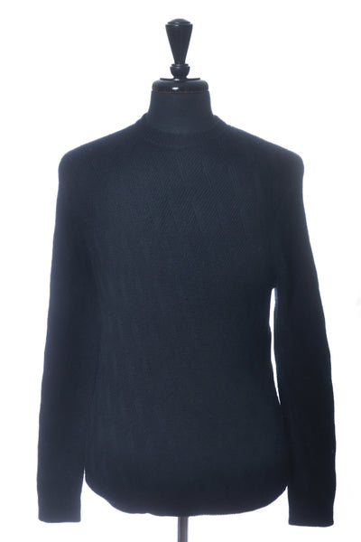 Patrick Assaraf Black Jacquard Merino Wool Sweater
