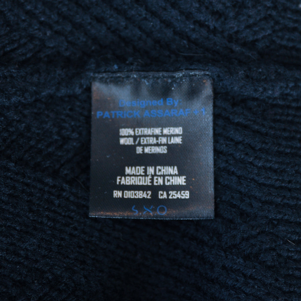 Patrick Assaraf Black Jacquard Merino Wool Sweater