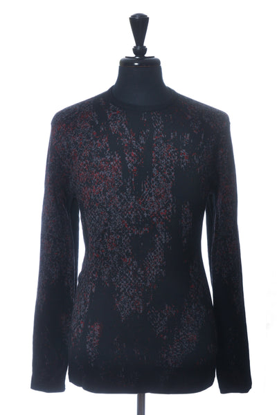 John Varvatos Black Print Crew Neck Sweater