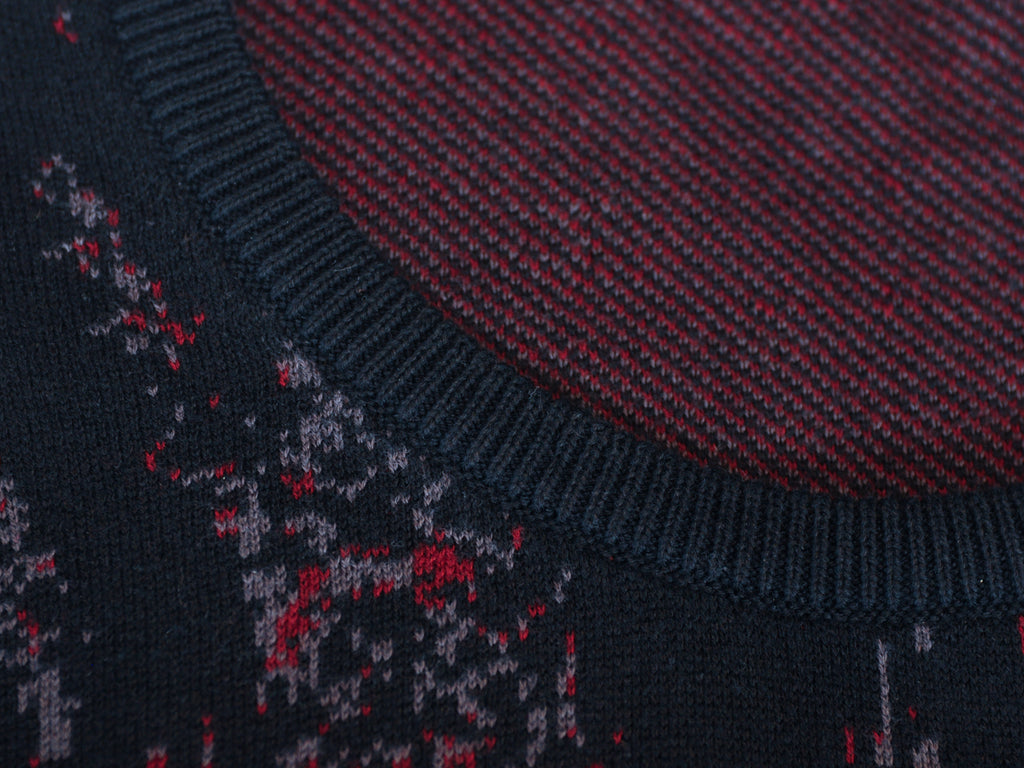 John Varvatos Black Print Crew Neck Sweater