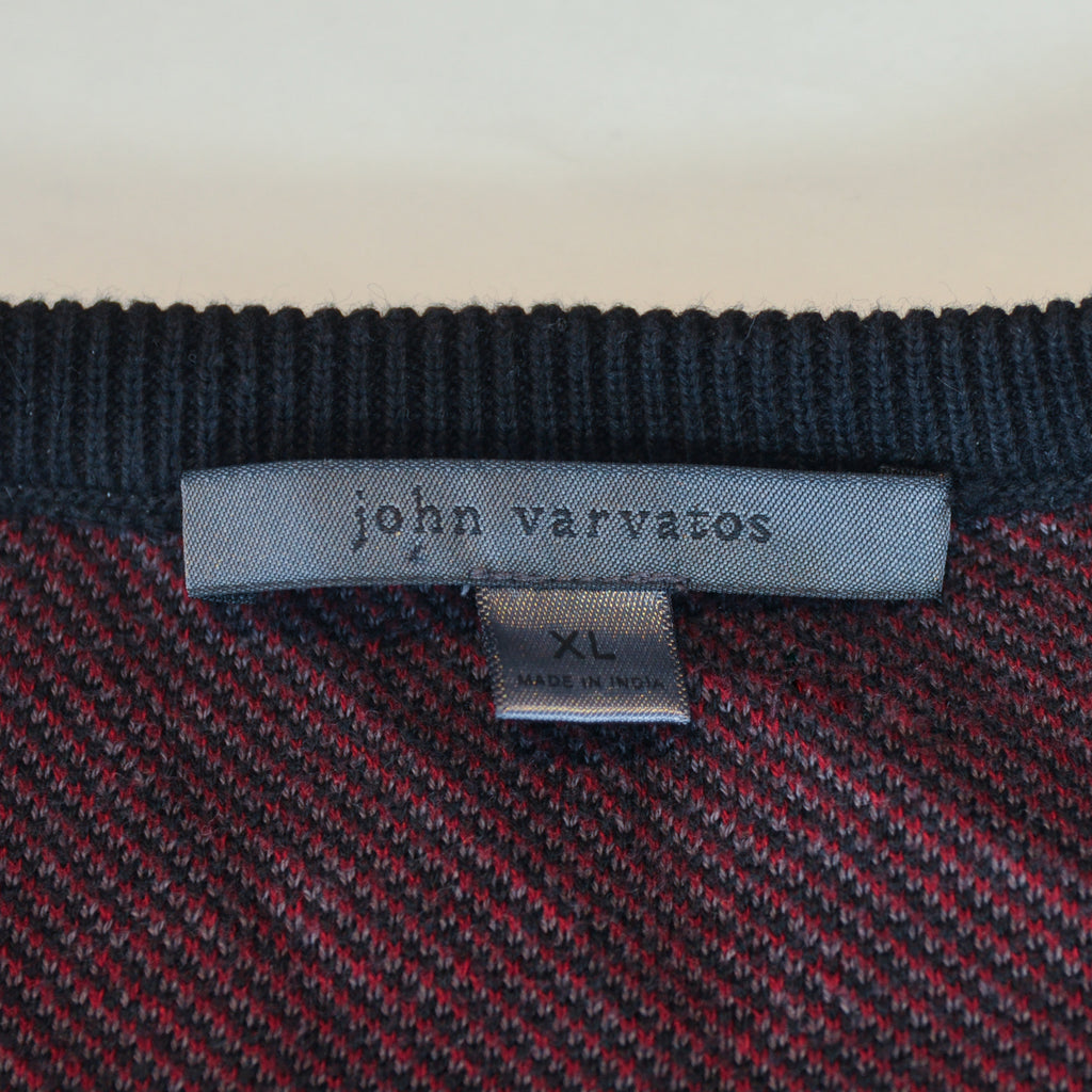 John Varvatos Black Print Crew Neck Sweater