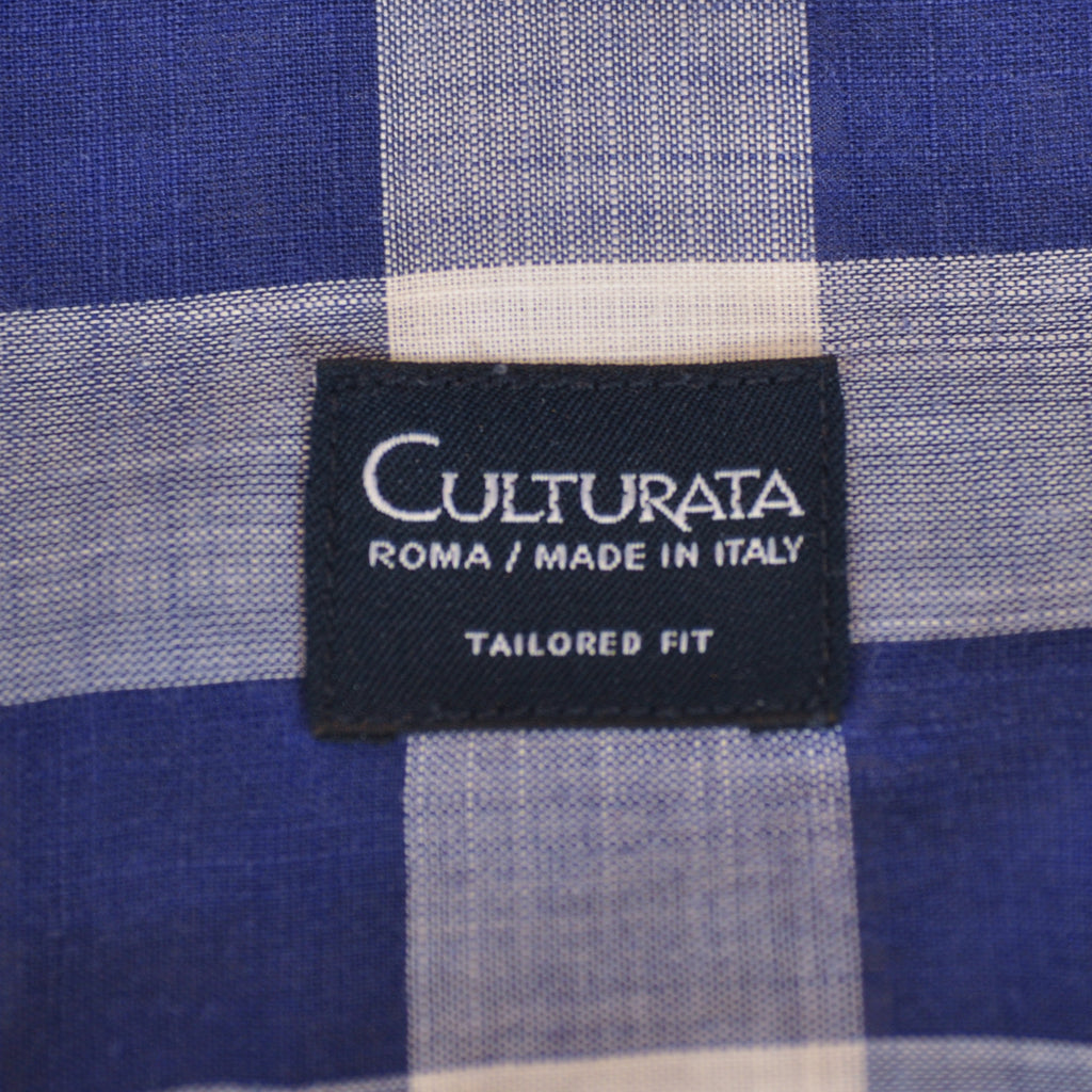 Culturata Navy Blue Check Tailored Fit Shirt