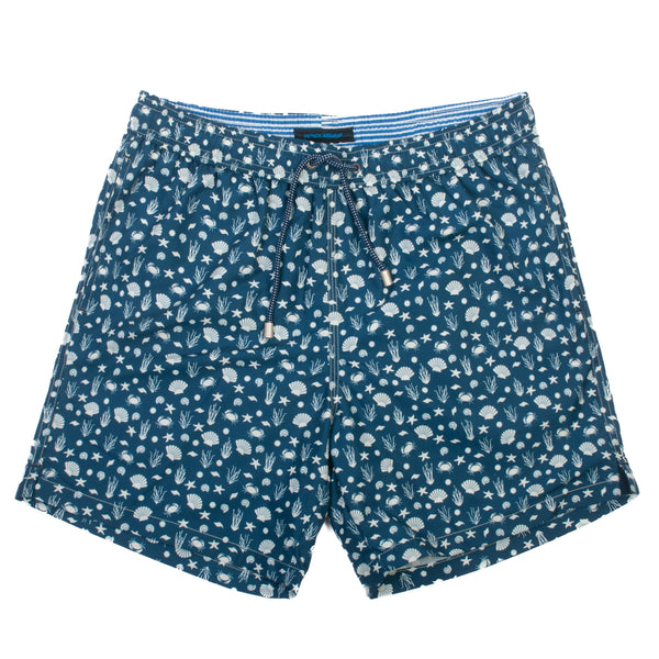 Patrick Assaraf NWOT Blue Sea Shell Print Swim Shorts