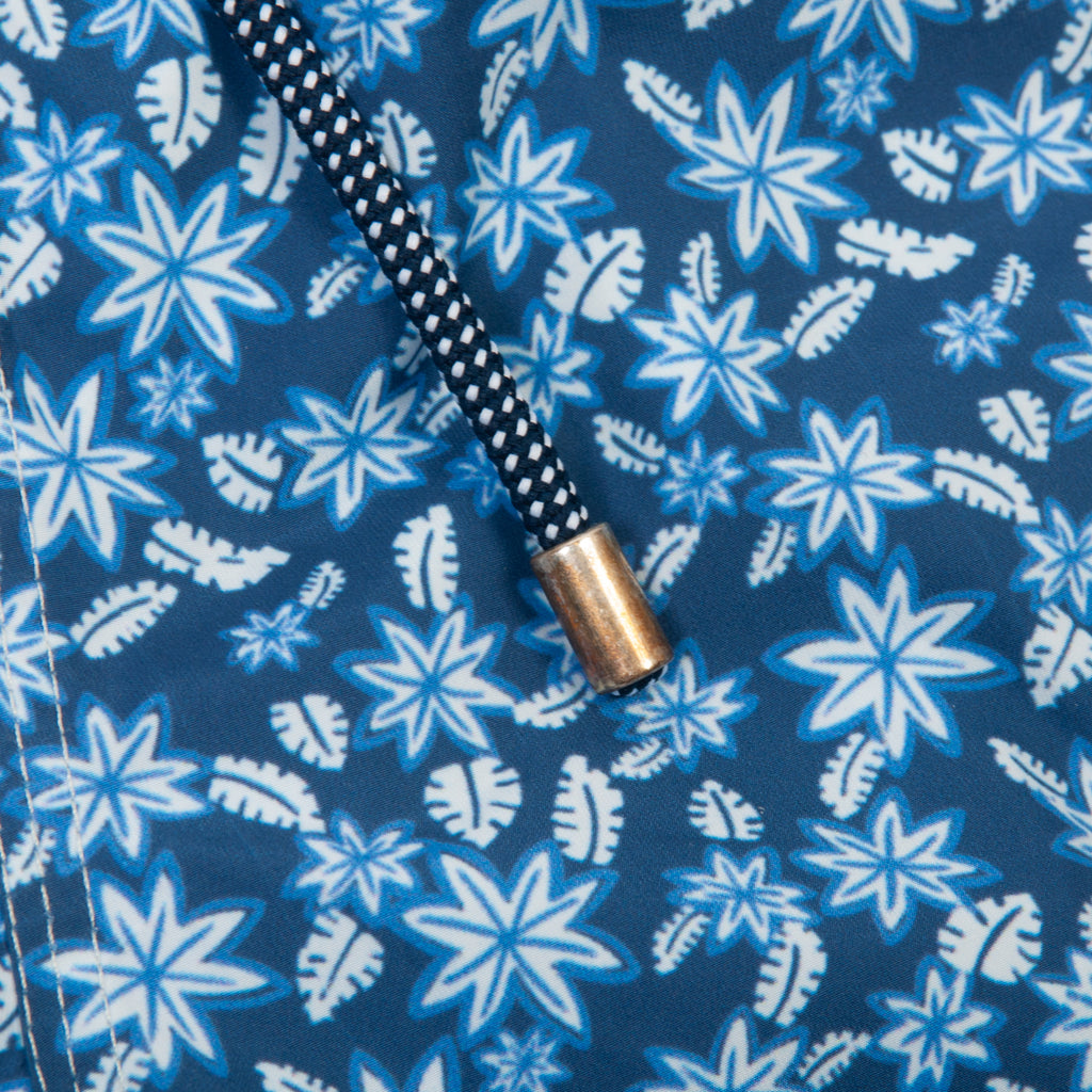 Patrick Assaraf Blue Leaf Print Swim Shorts