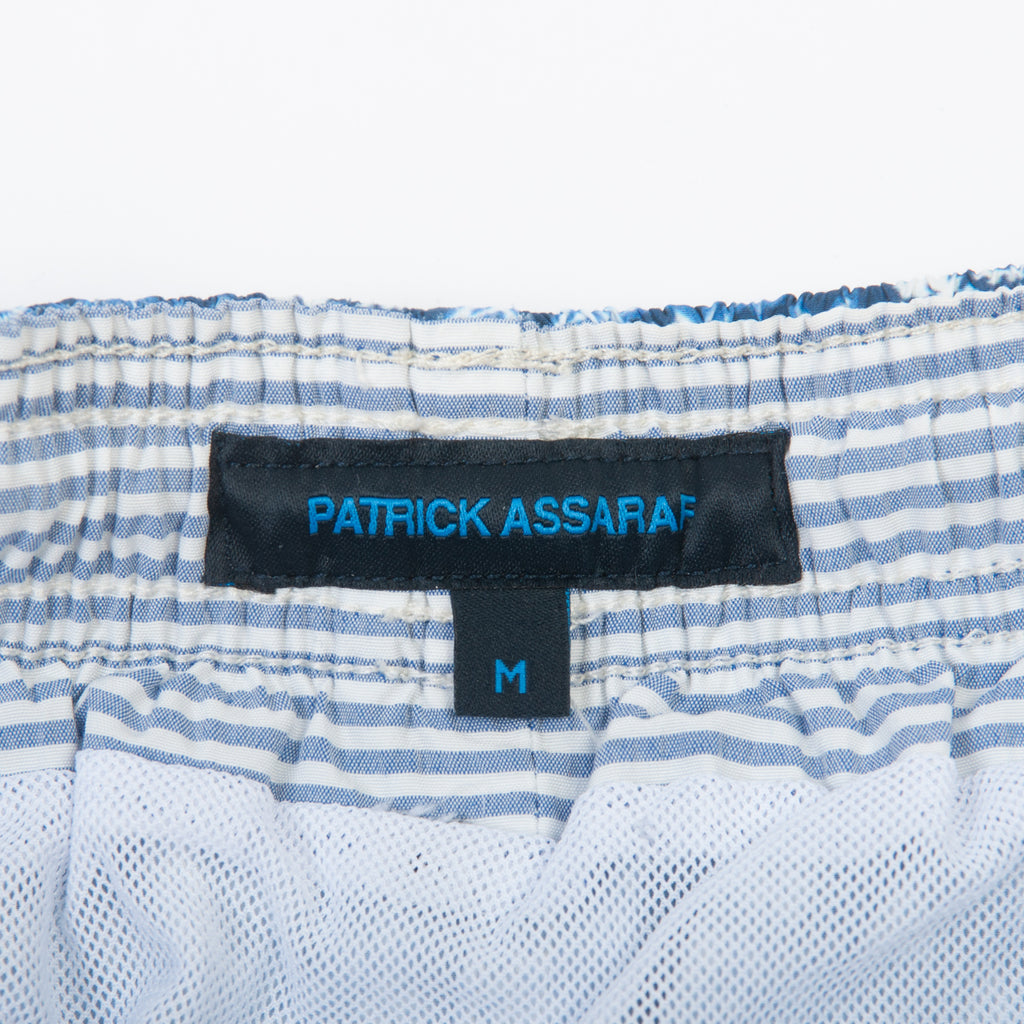 Patrick Assaraf Blue Leaf Print Swim Shorts