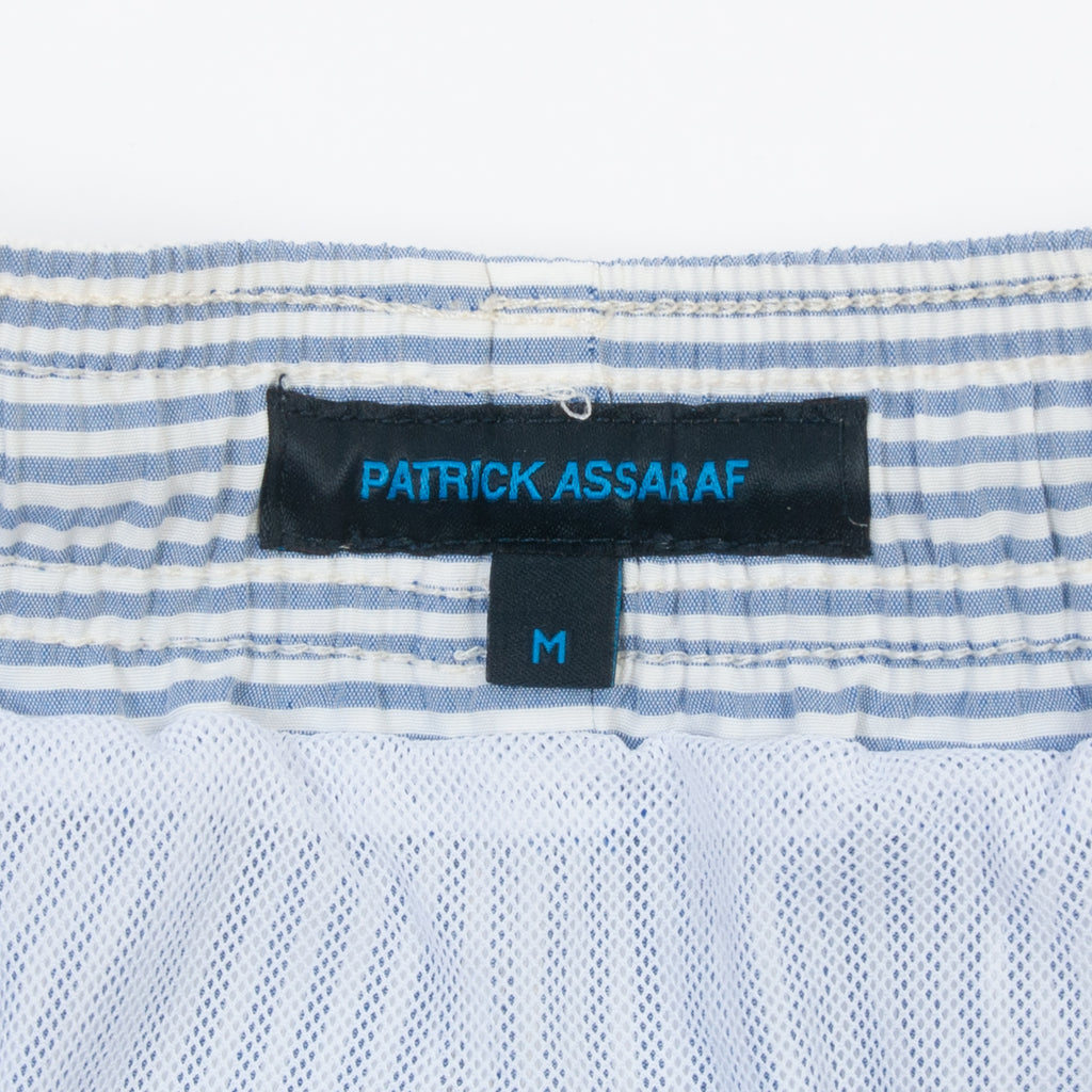 Patrick Assaraf Blue Seersucker Stripe Swim Shorts
