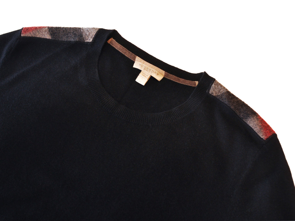 Burberry Brit Black Nova Check Accented Crew Neck Sweater