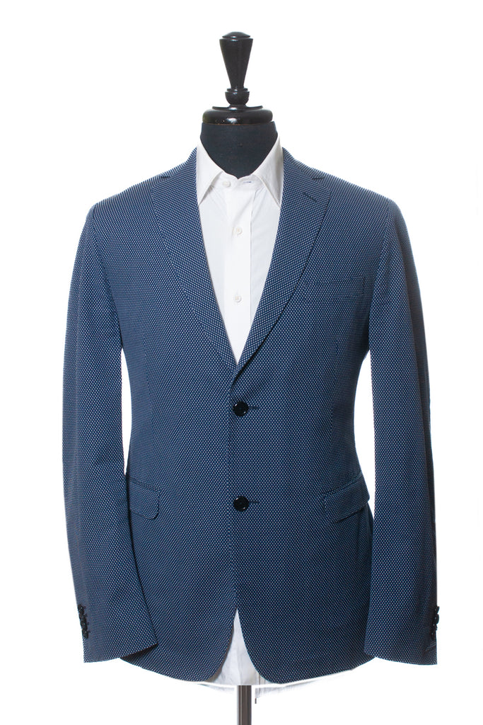 ZZegna Navy Blue Diamond Twill Drop8 Deco Blazer