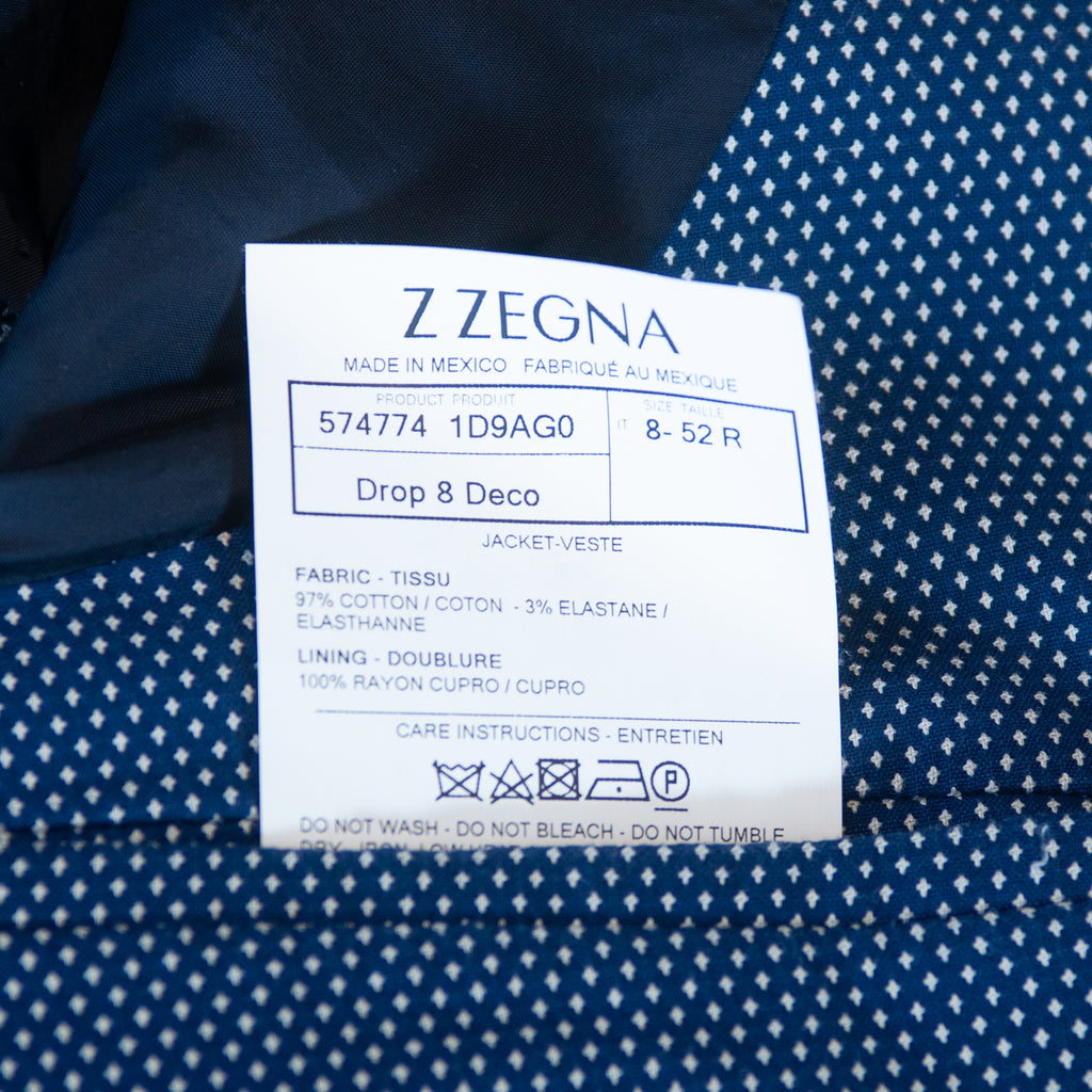 ZZegna Navy Blue Diamond Twill Drop8 Deco Blazer