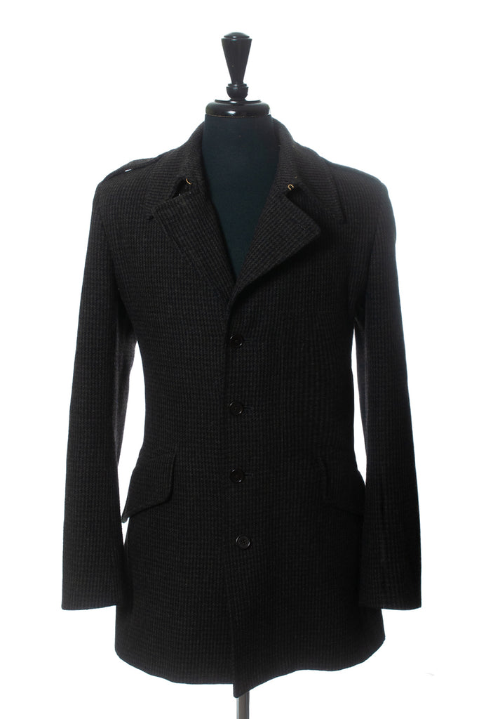 Paul Smith Dark Brown Houndstooth Overcoat