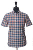Patagonia Peach and Grey Check Organic Cotton Short Sleeve Shirt