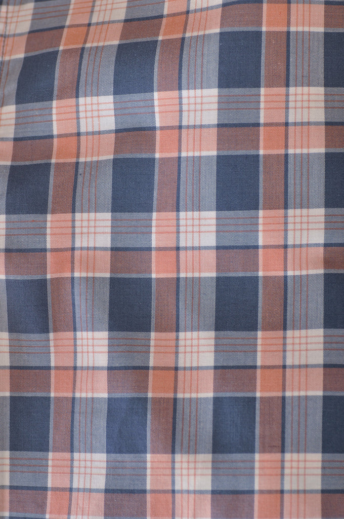 Patagonia Peach and Grey Check Organic Cotton Short Sleeve Shirt