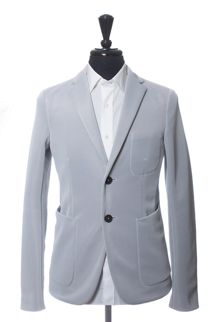 Jil Sander Sky Grey on Black Future Jersey Weave Blazer