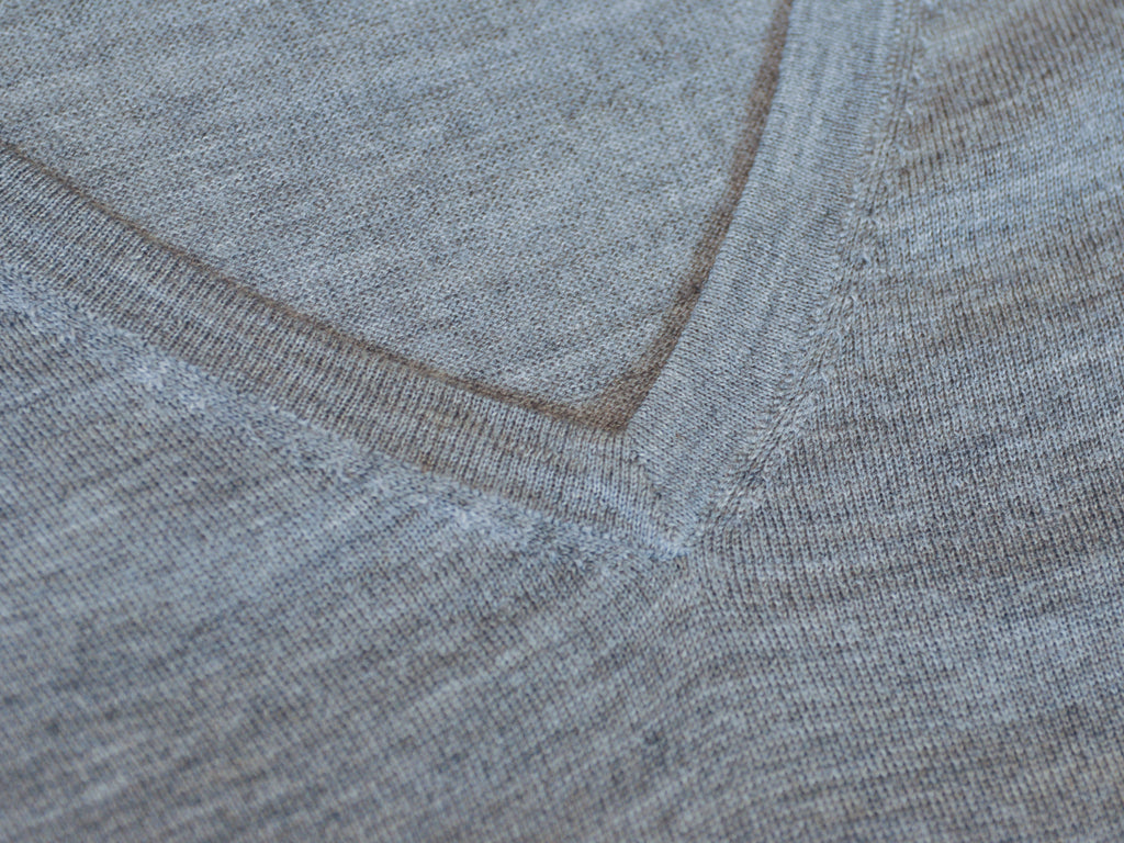 SuitSupply Grey Merino Wool V-Neck Sweater