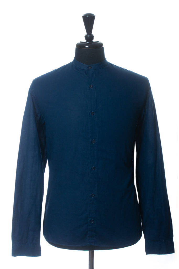 Sunspel Navy Blue Mandarin Collar Shirt