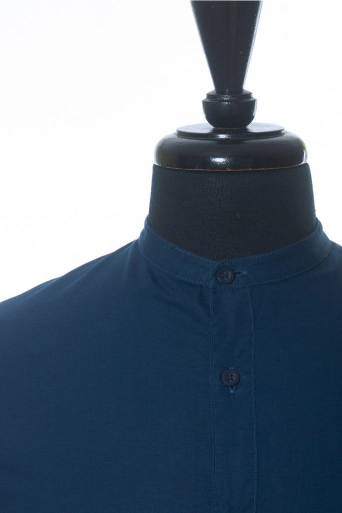 Sunspel Navy Blue Mandarin Collar Shirt