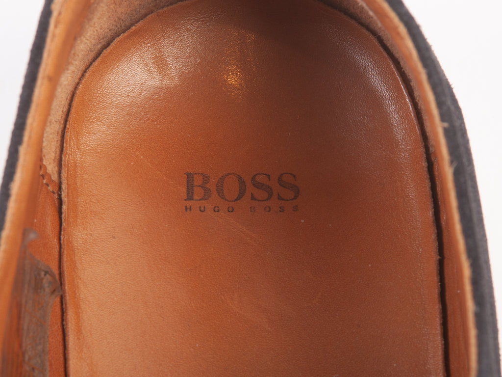 Hugo Boss Navy Blue Suede Derby Shoes