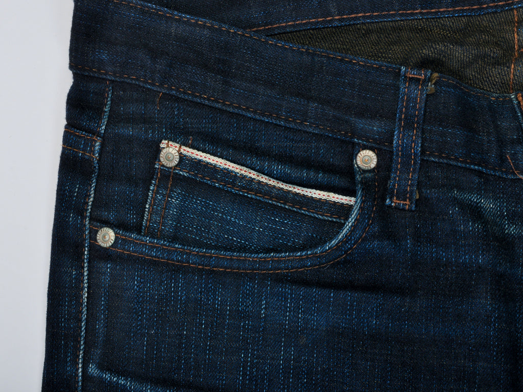 Naked & Famous SuperSkinnyGuy Green Weft Slub Stretch Selvedge Jeans
