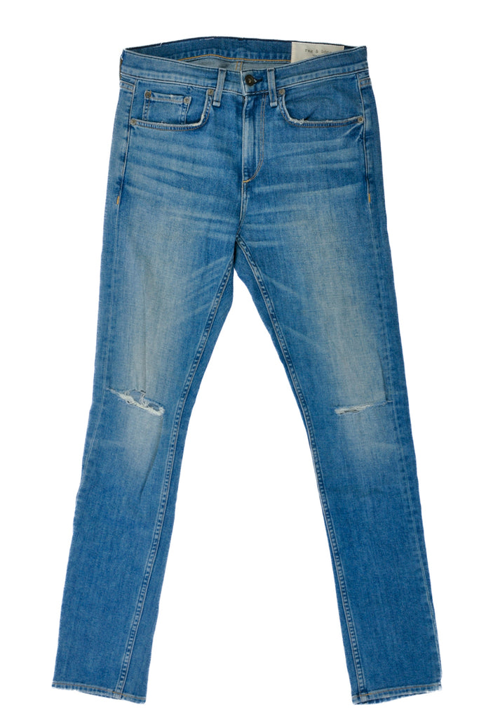 Rag & Bone Distressed Morrow Blue Fit1 Skinny Fit Jeans