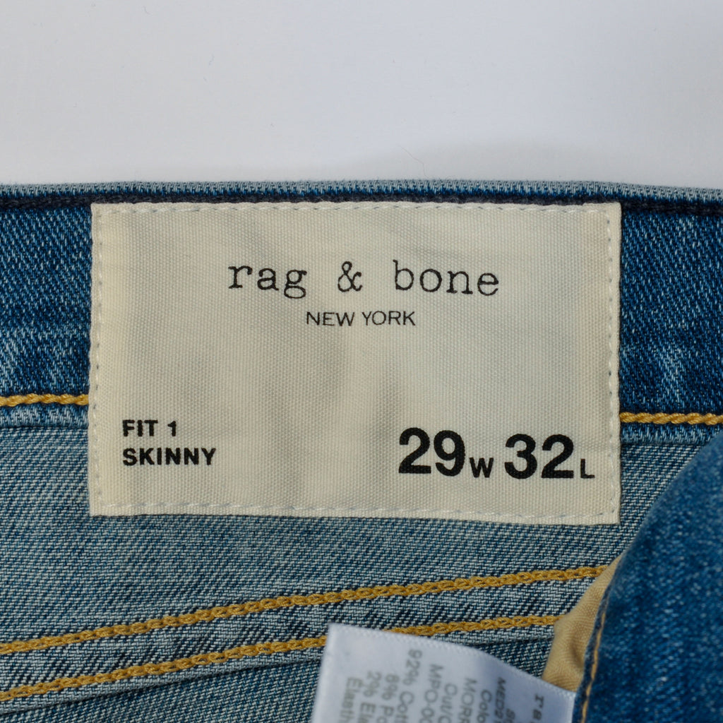 Rag & Bone Distressed Morrow Blue Fit1 Skinny Fit Jeans