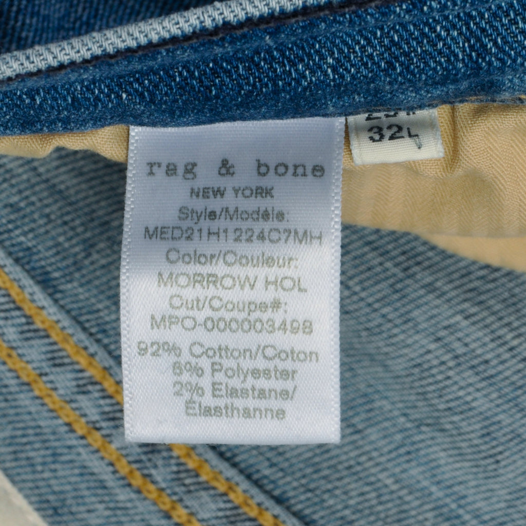 Rag & Bone Distressed Morrow Blue Fit1 Skinny Fit Jeans