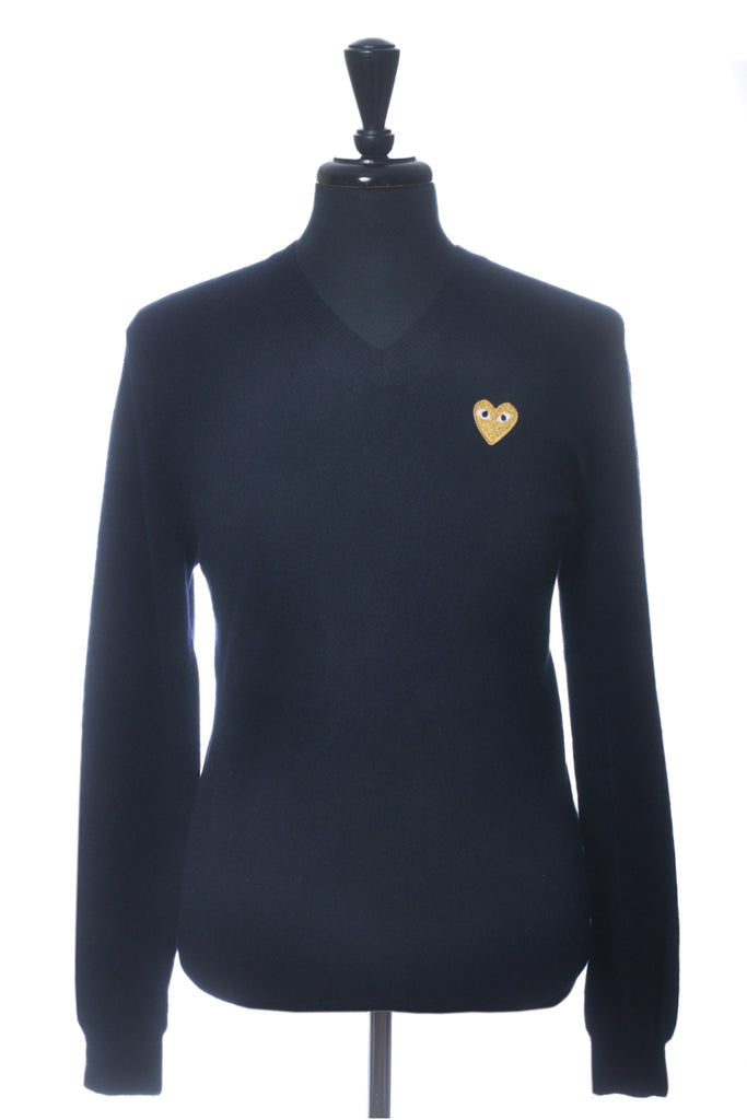 Comme des Garcons Play Deep Navy V-Neck