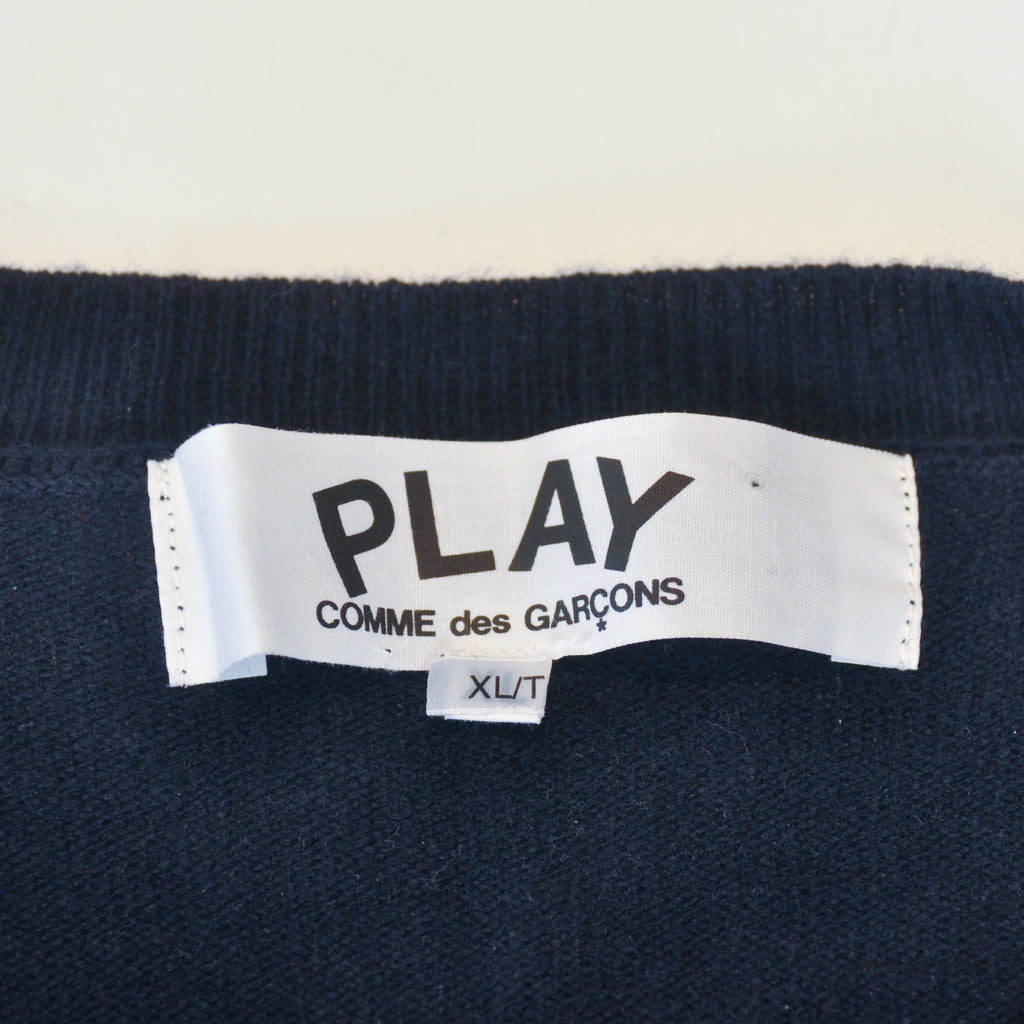 Comme des Garcons Play Deep Navy V-Neck