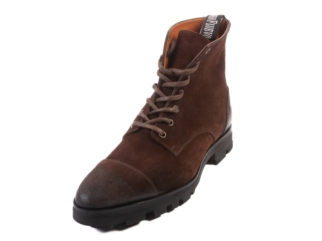 John Fluevog Brown Suede Cap Toe Boots