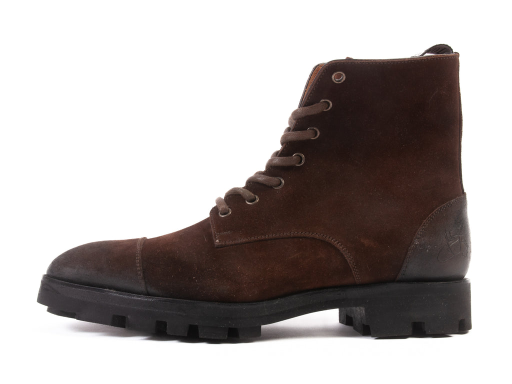 John Fluevog Brown Suede Cap Toe Boots