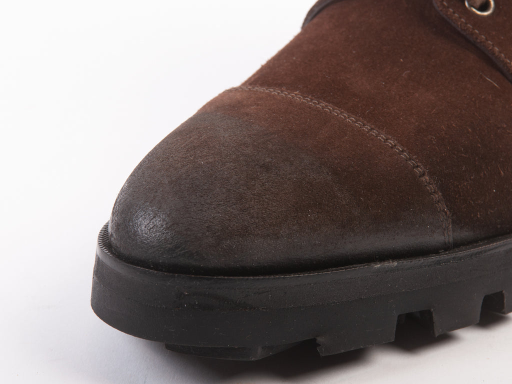 John Fluevog Brown Suede Cap Toe Boots