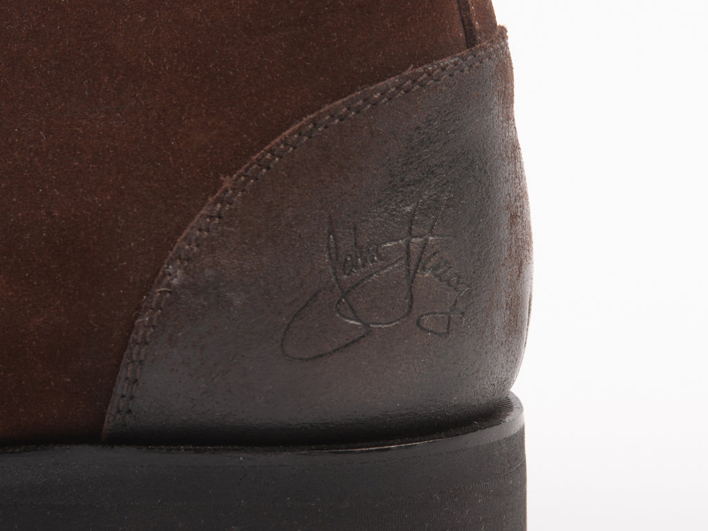 John Fluevog Brown Suede Cap Toe Boots