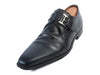 Magnanni Black Cap Toe Monk Strap Shoes